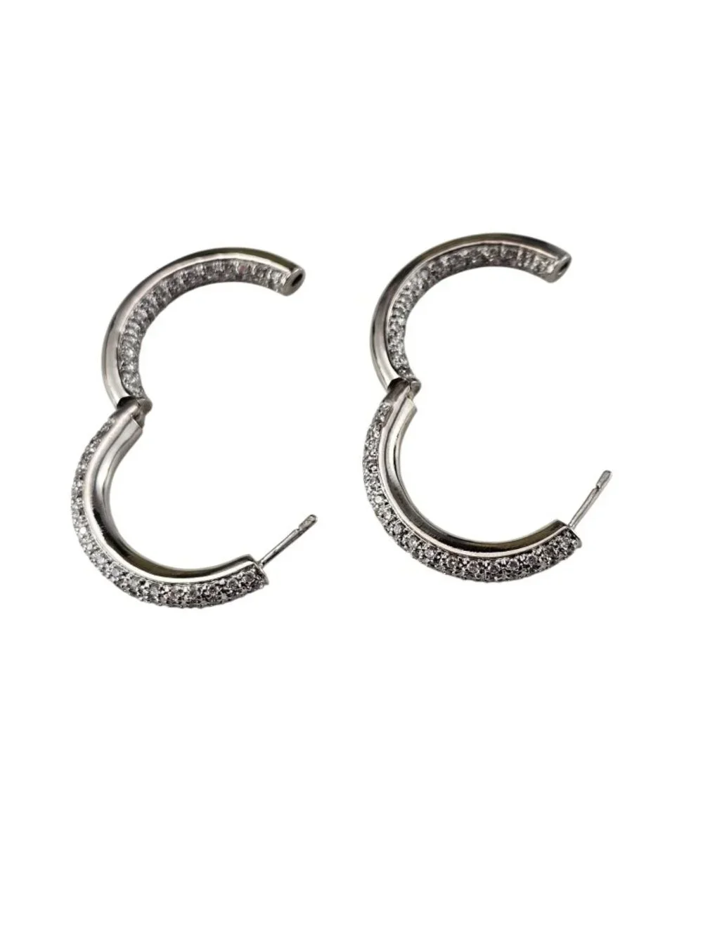 14K White Gold Inside-Out Diamond Hoop Earrings #25489